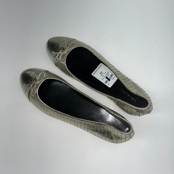 Troy Burch Cap Toe Quilted Ballet Flats in Spark Gold Size 10 M - Picture 2 of 5